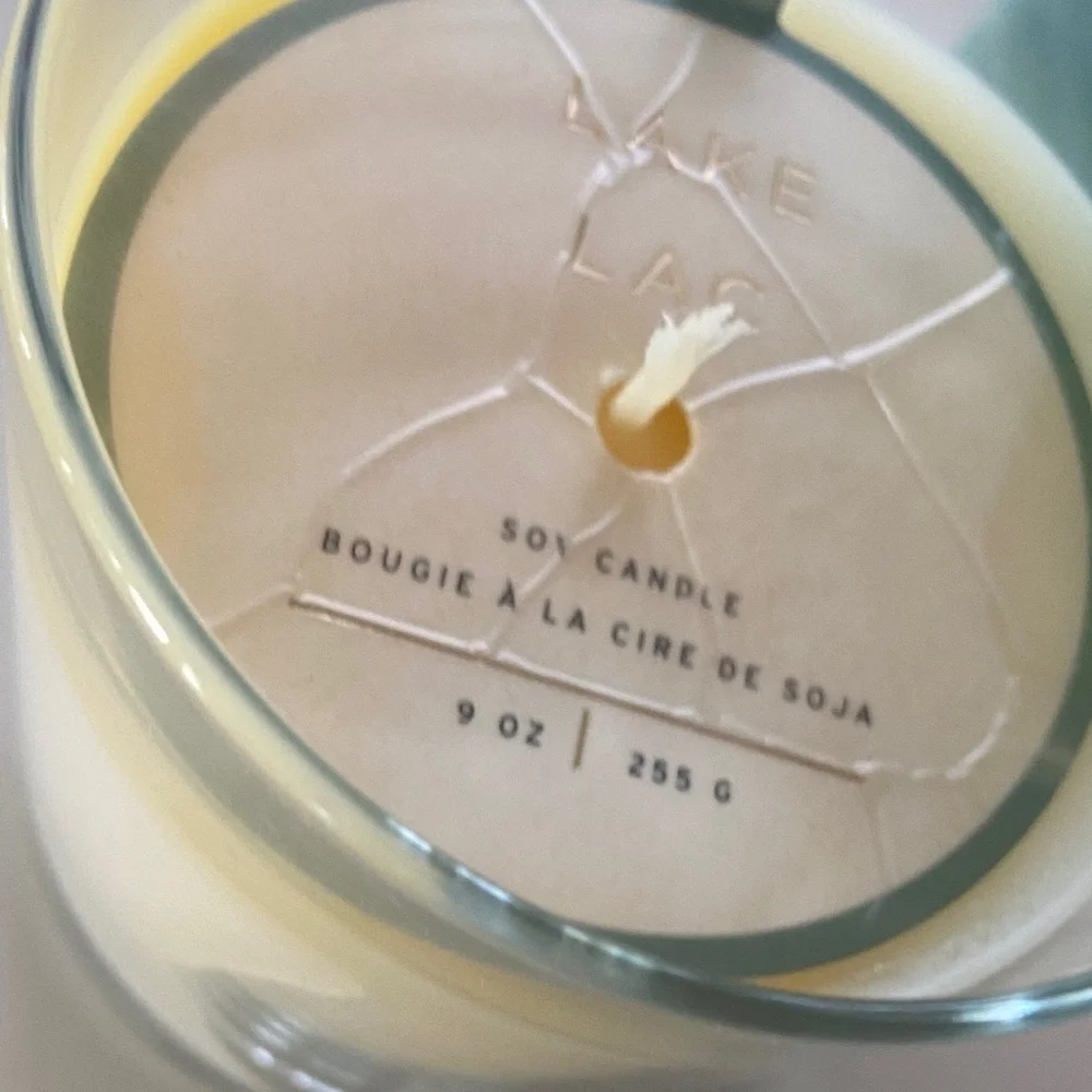 West Elm Lake Lac Candle in Green and White